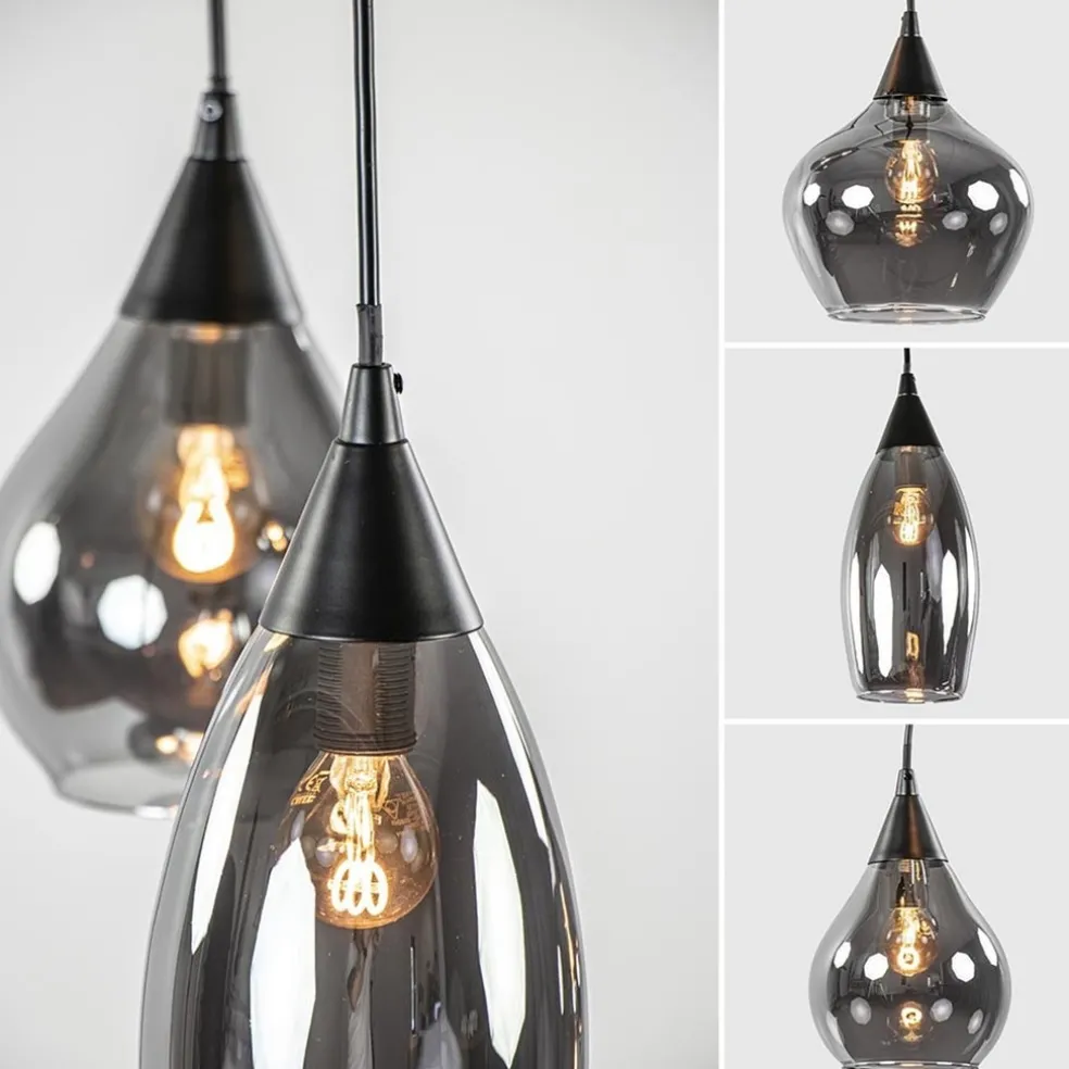 Hanglamp Cambio 6L zwart + smoke glas mix