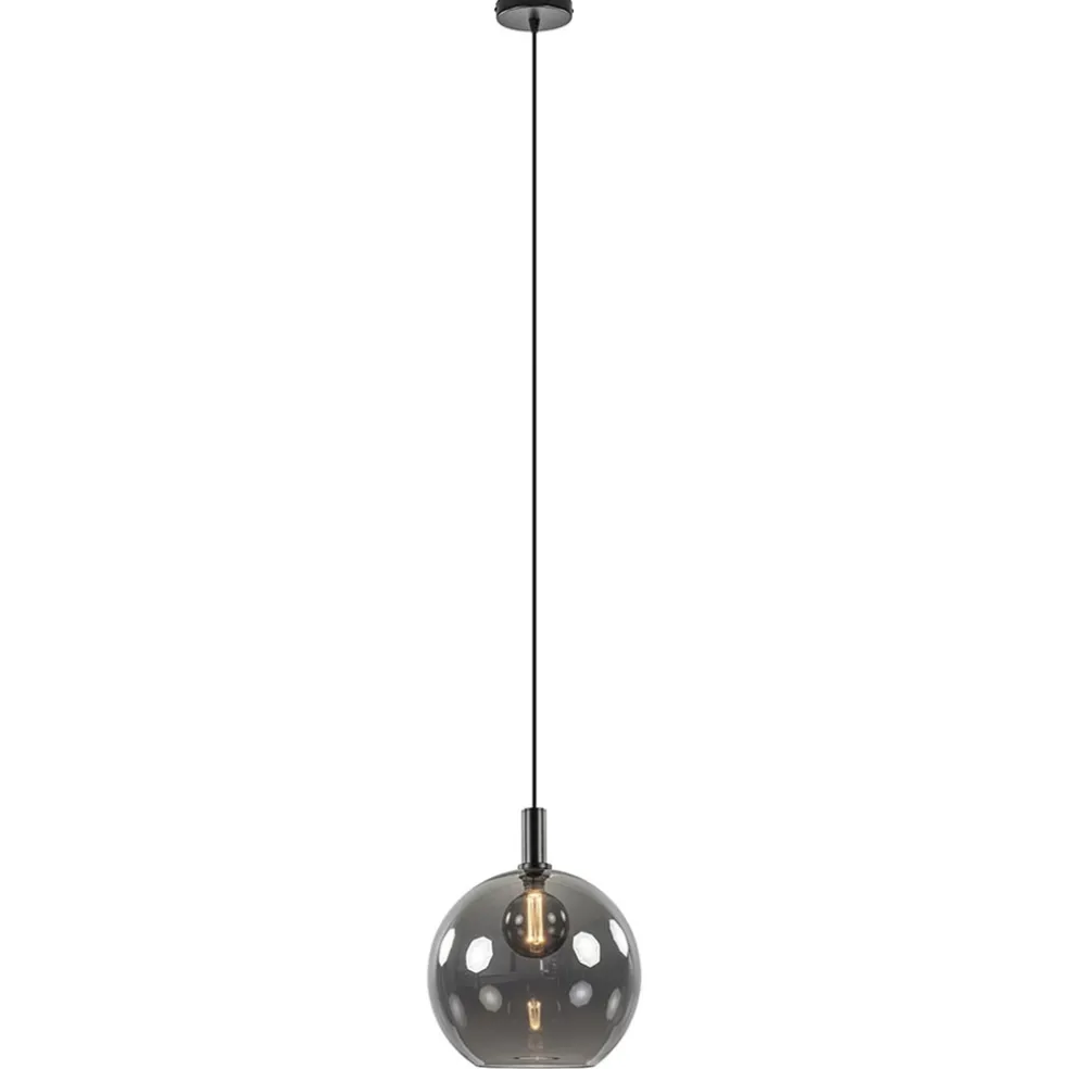 Hanglamp Chandra 1L zwart + glas 40cm