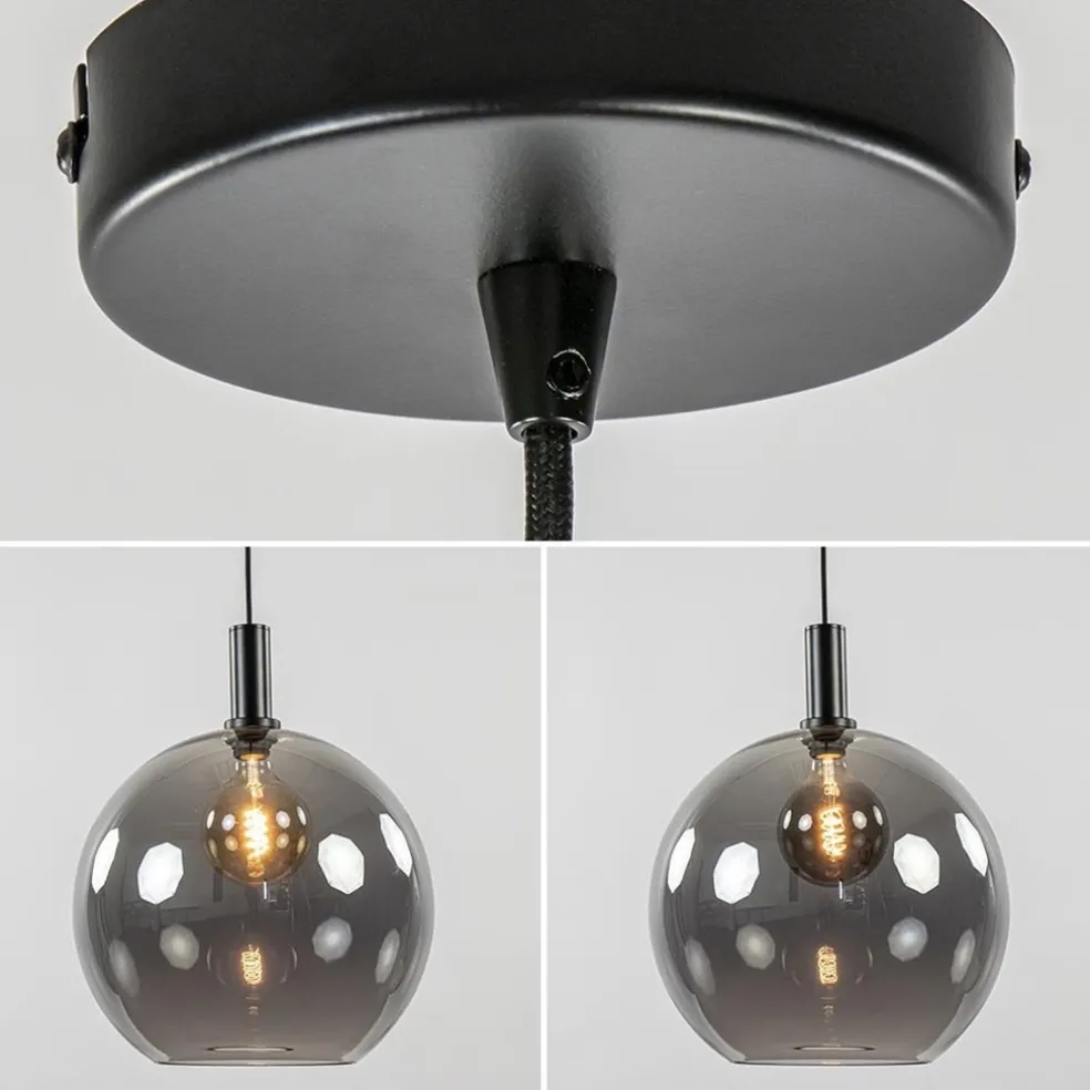 Hanglamp Chandra 1L zwart + glas 40cm