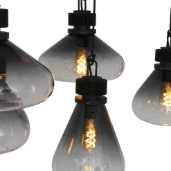 Hanglamp Flere 6L zwart smoke/clear glas