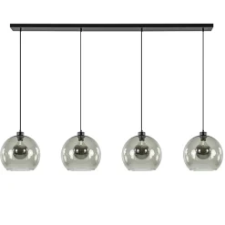 Hanglamp 4L balk zwart + smoke glas 30cm