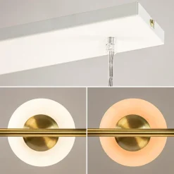 Hanglamp 6L brass met opaal bolglas