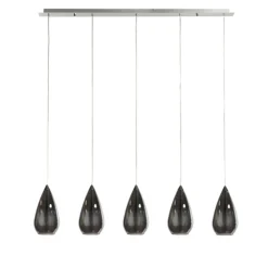 Hanglamp 5L druppel glas smoke