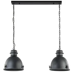 Hanglamp 2L industrieel zwart/grill