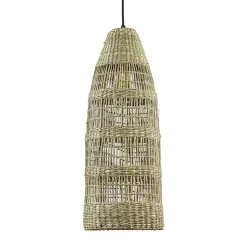 Hanglamp Latika smal zeegras naturel met zwart