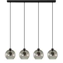Hanglamp 4-lichts balk zwart + smoke glas 25cm