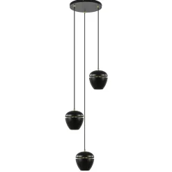 Hanglamp 3-lichts rond zwart/goud