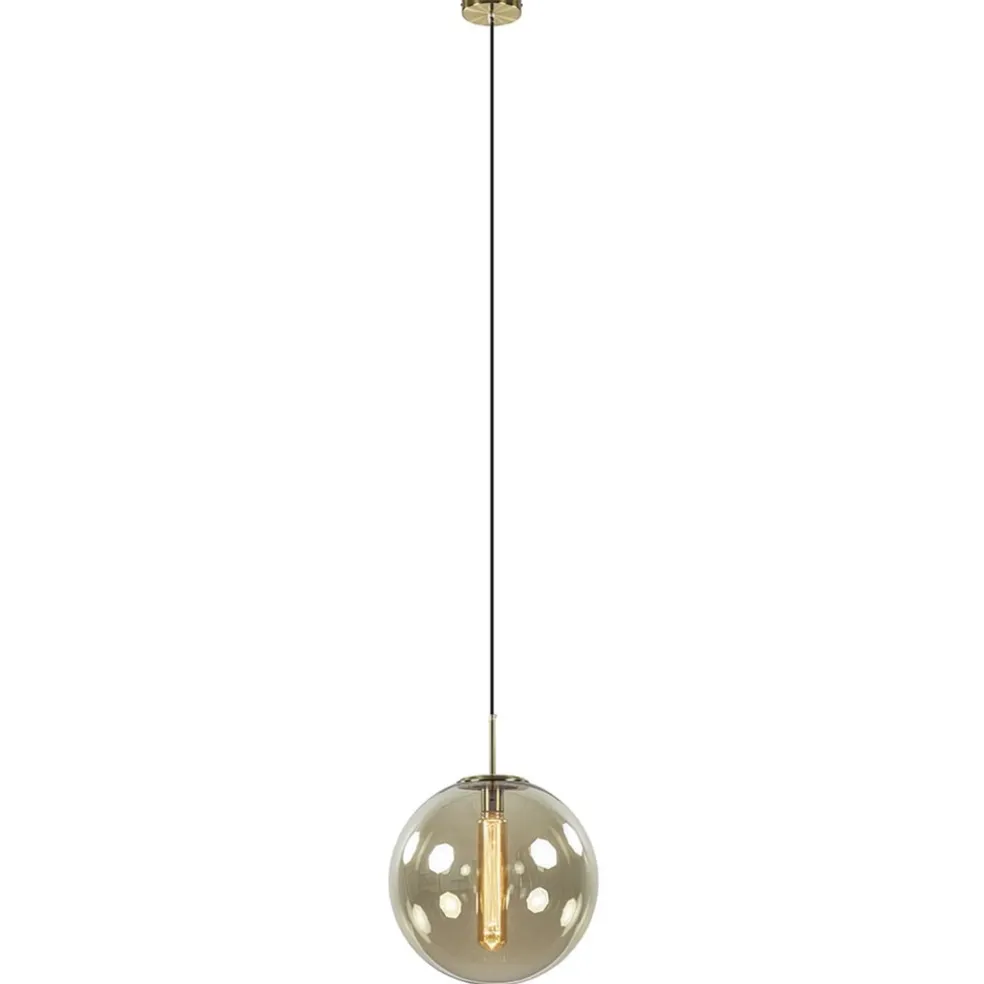 Hanglamp Medina satin gold/amber glas 40cm