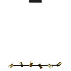 Hanglamp met spots 6-lichts zwart/goud
