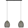Hanglamp Meya 2-lichts zwart/goud met balk