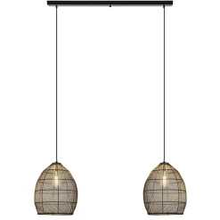 Hanglamp Meya 2-lichts zwart/goud met balk