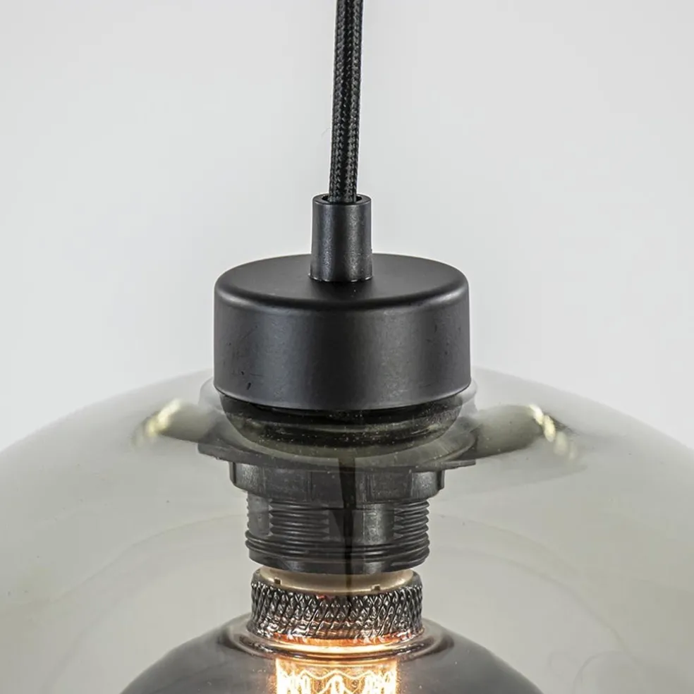 Hanglamp multipendel 11-L zwart smoke glas 20+25cm