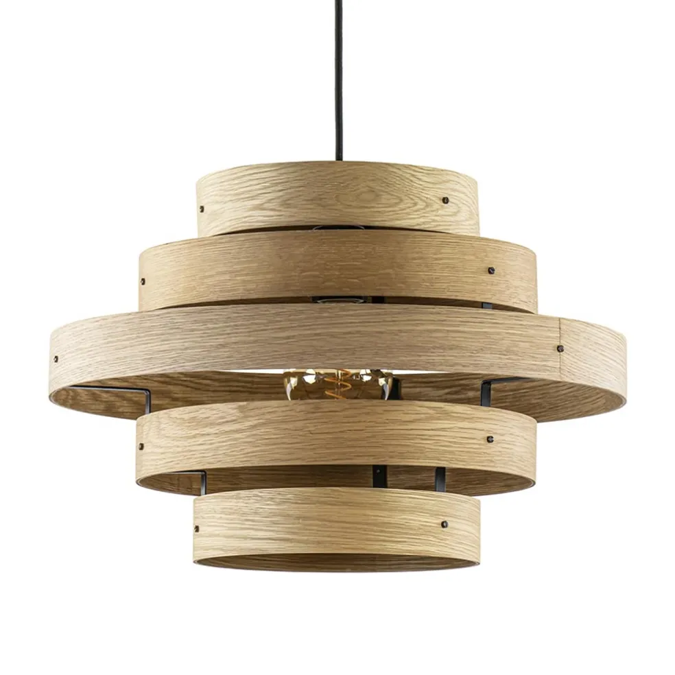 Hanglamp Oaknut hout 5 ringen