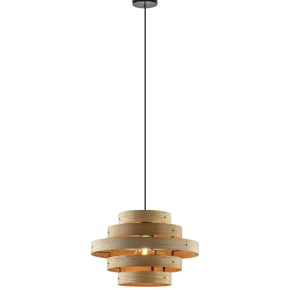 Hanglamp Oaknut hout 5 ringen