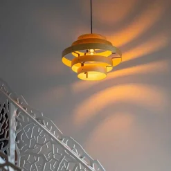 Hanglamp Oaknut hout 5 ringen