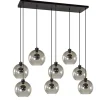 Hanglamp plaat 8-L zwart glas smoke 25cm