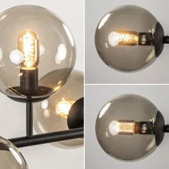 Hanglamp Random bol 6L zwart met smoke glas