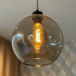 Hanglamp zwart met smoke glas 25cm