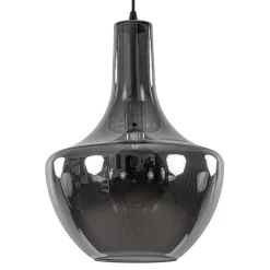 Hanglamp zwart met smoke glazen kap