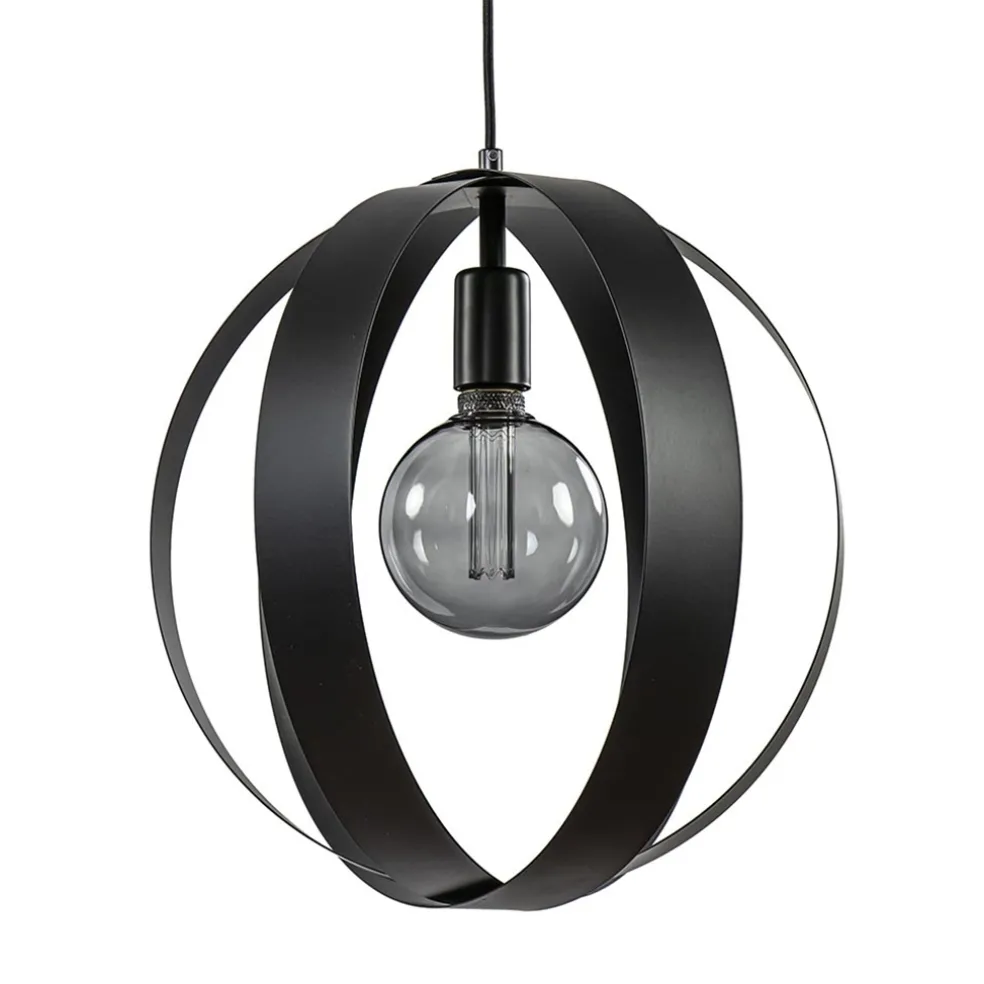 Hanglamp zwart metalen ringen 40 cm