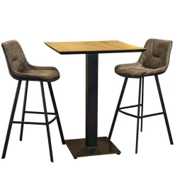 Horeca Bartafel vierkant 80x80 zwart met eiken