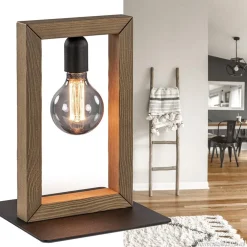 Houten tafellamp frame met zwart