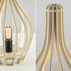 Houten tafellamp kegel naturel met zwart