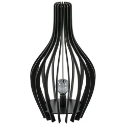 Houten tafel/vloerlamp mat zwart