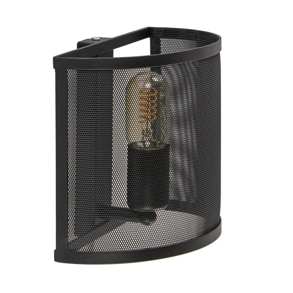 Industrieel landelijke wandlamp met gaas