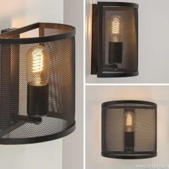 Industrieel landelijke wandlamp met gaas