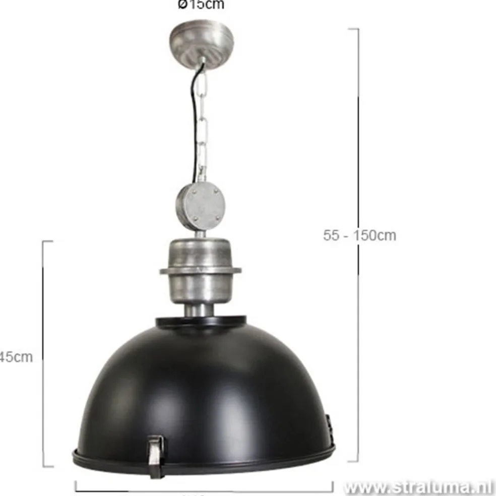 Industriele hanglamp zwart voor eettafel