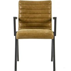 Industriële eetkamerstoel leer antigo cognac