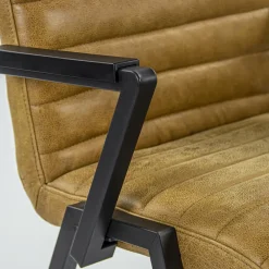 Industriële eetkamerstoel leer antigo cognac