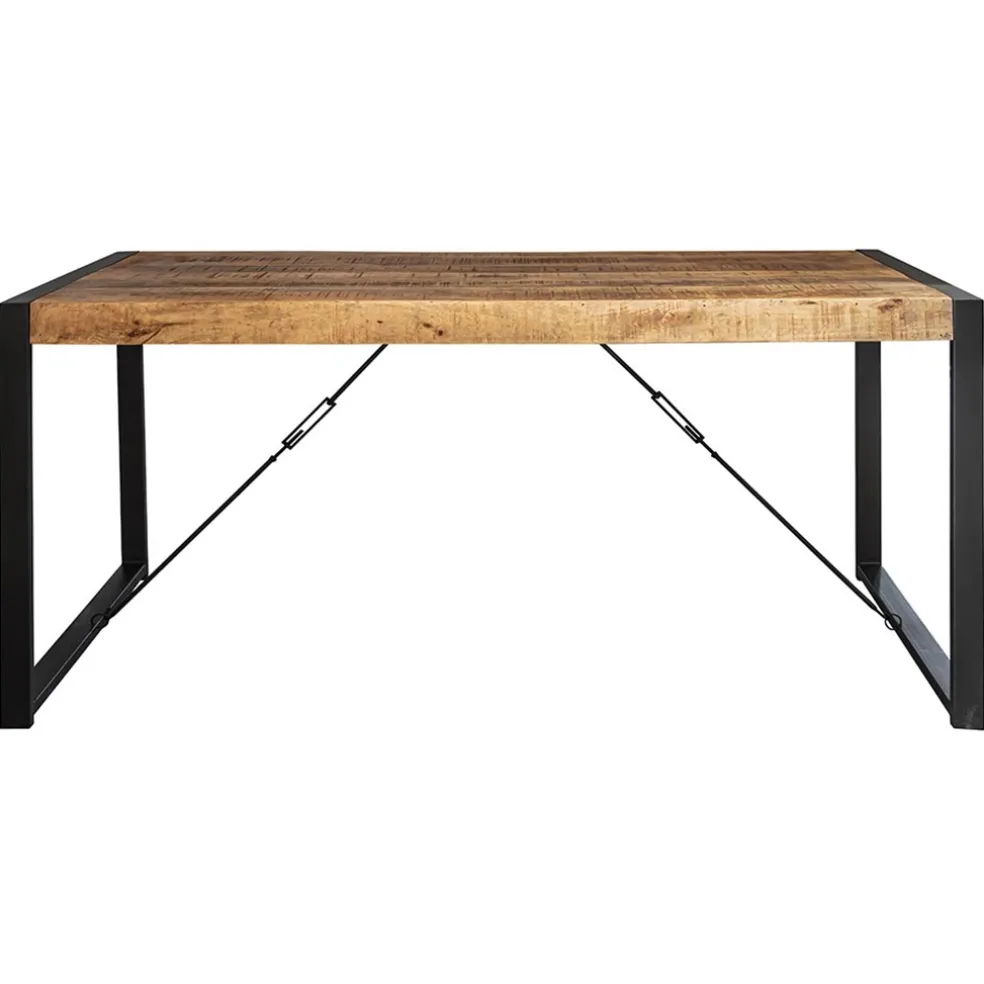 Industriële eettafel mangohout met zwart 160x90 cm