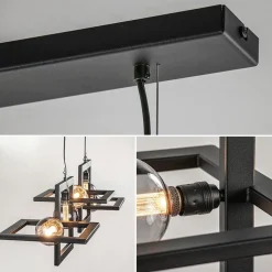 Industriële hanglamp mat zwart metalen frame