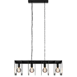 Industriële hanglamp squares mat zwart metaal