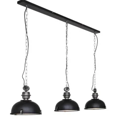 Industriële 3-lichts hanglamp bikkel mat zwart