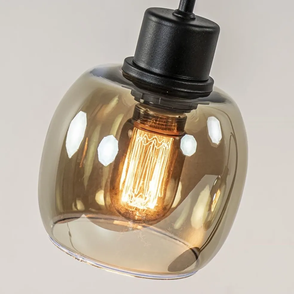 Klassieke 2-lichts tafellamp zwart met smoke glas