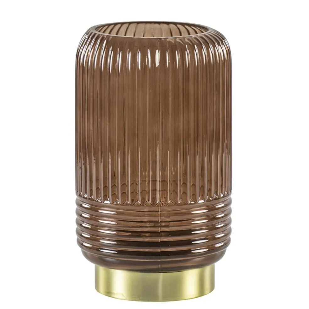 Klassieke tafellamp Lipa donker bruin op batterijen