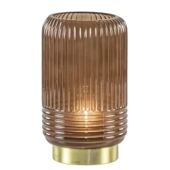 Klassieke tafellamp Lipa donker bruin op batterijen