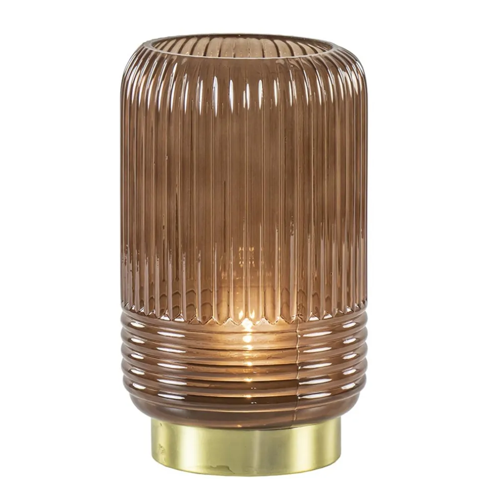 Klassieke tafellamp Lipa donker bruin op batterijen