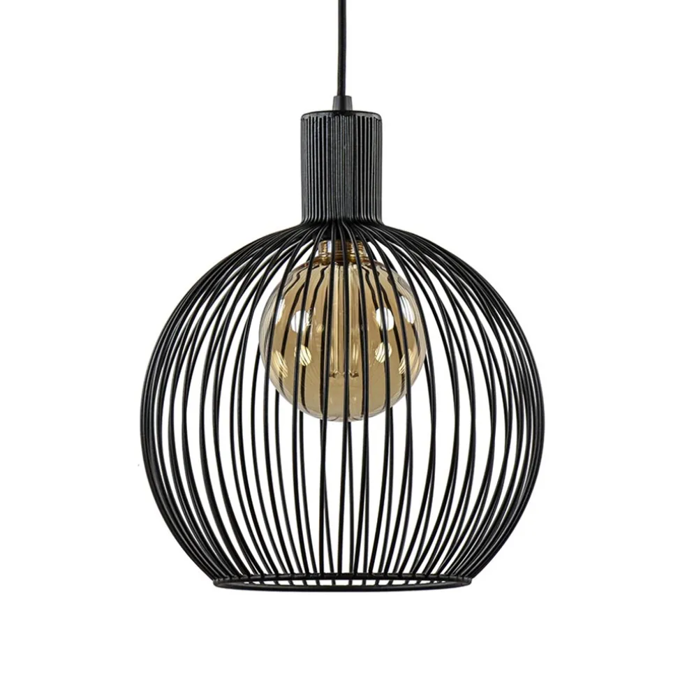 Kleine draad hanglamp mat zwart 30 cm