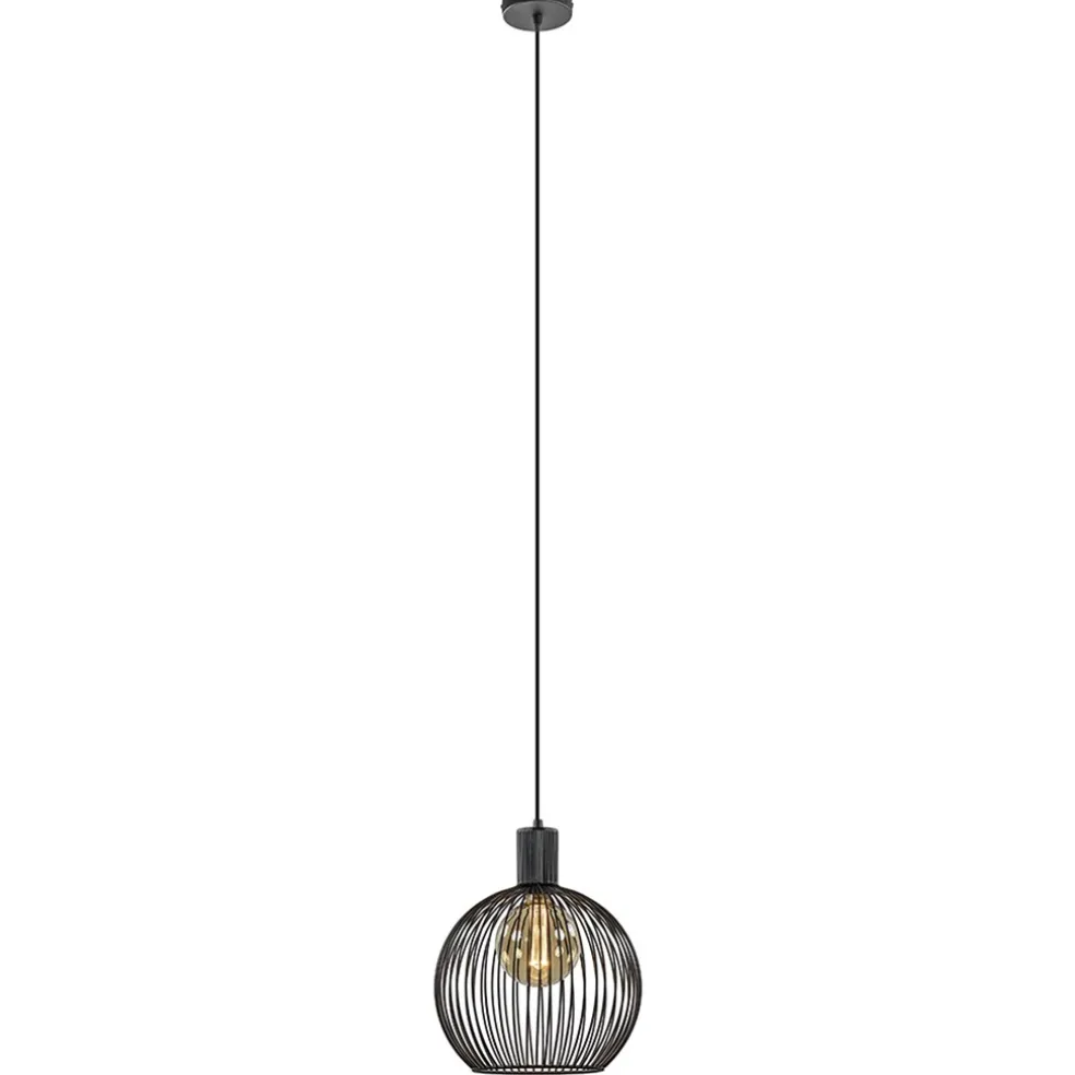 Kleine draad hanglamp mat zwart 30 cm