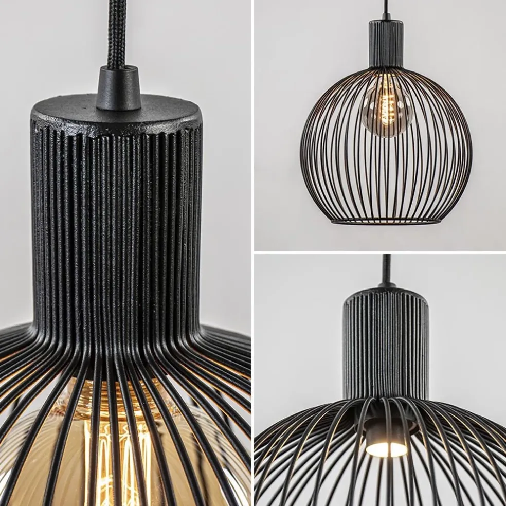 Kleine draad hanglamp mat zwart 30 cm