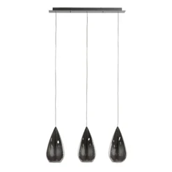 Kleine eettafel hanglamp glas 'Smoke'