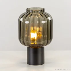 Kleine glazen tafellamp grijs/zwart