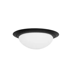 Kleine LED plafondlamp zwart met wit glas IP44