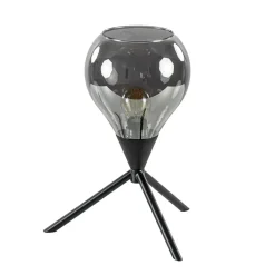 Kleine tafellamp driepoot met titanium glas