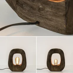 Kleine tafellamp Kelafo hout chocolade bruin