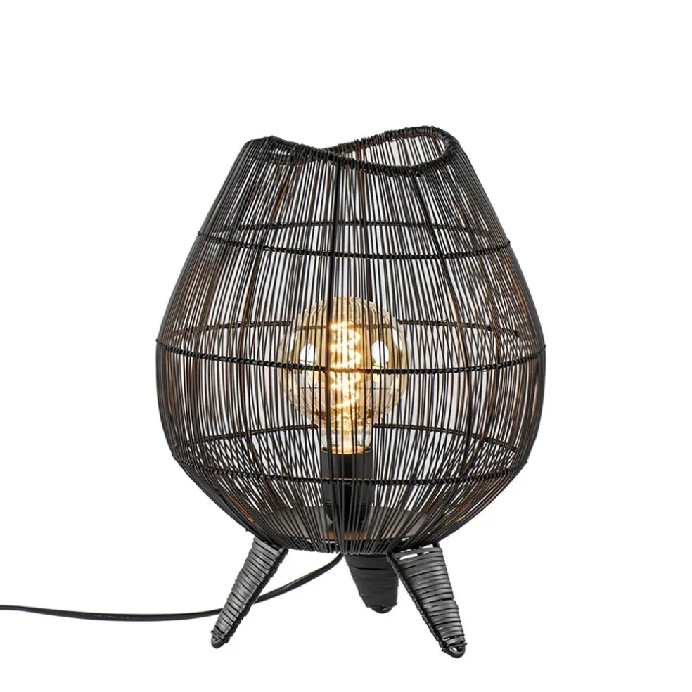 Kleine tafellamp Yumi mat zwart